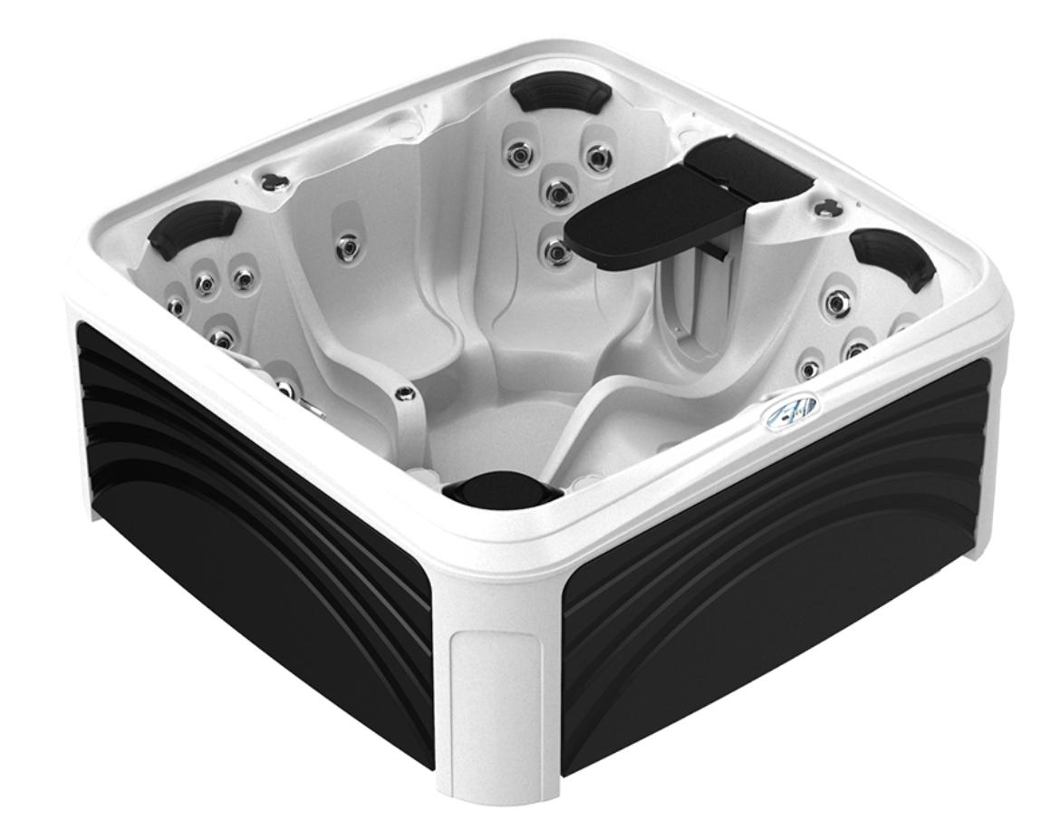 Nieuw model luxe2. nog meer jets, mooi afgewerkt, rondom ledverlichting en een waterval. Uitgerust met een tafel en koelvak om uw favoriet drankje koel te houden.